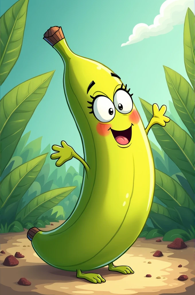 Green banana cartoon
