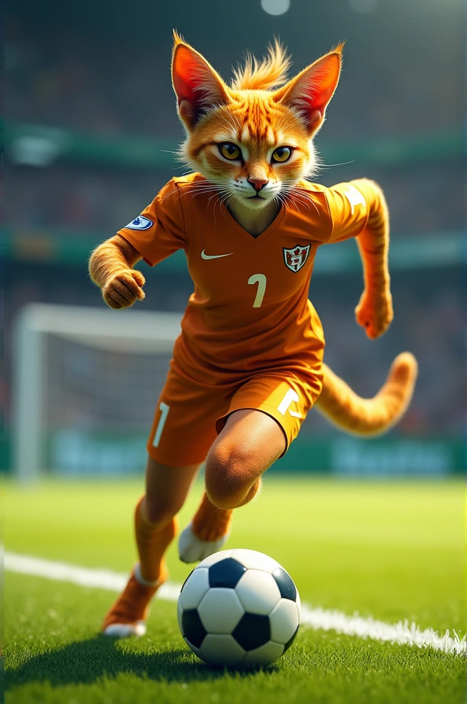Female feline soccer player
