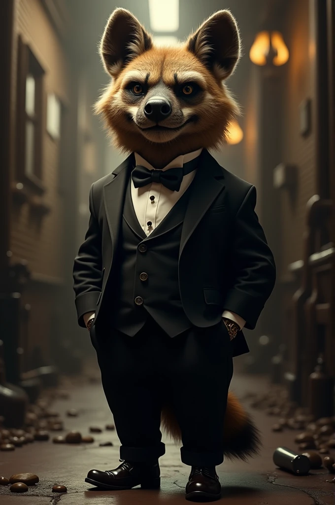 Hyena gangster wearing tuxedo
