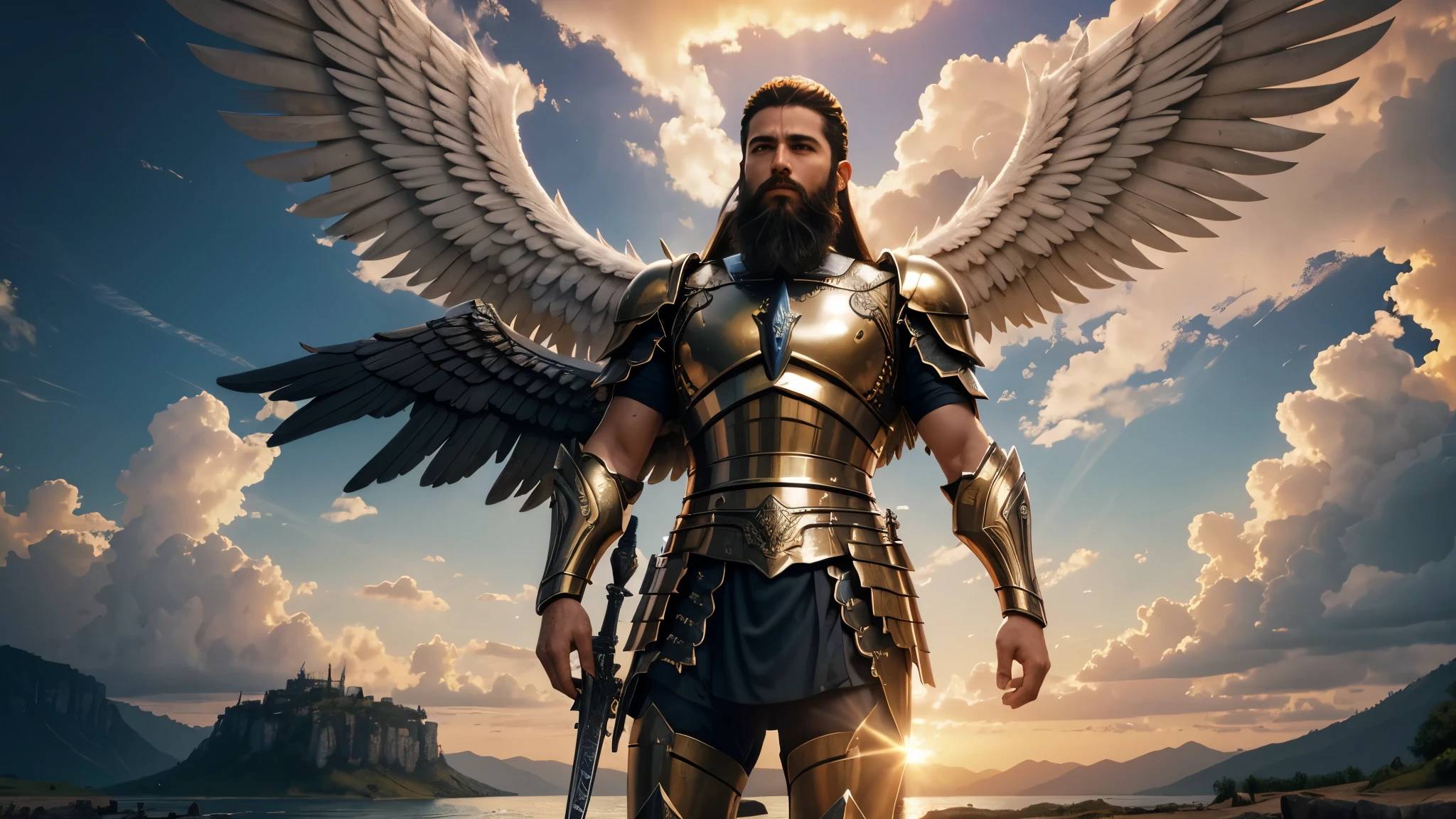 O angel de GOD, Anjo Masculino de GOD, God's doradas Army, naughty man, male male, mighty, Jewish Hebrew Beard, Detailed Realistic O angel de GOD, photorrealistic, ultra HD, fotorrealism, epic, armors de Guerra, soldier'badass clothing, warrior de GOD, warrior, Macho warrior,
battle angel, Forte Angel de GOD, Divina armors de Guerra, Dressed for battle, Spiritual Warfare, Batalha Espiritual, Spiritual Battle Angel, epic warrior do Altíssimo, paisagem photorrealistic, doradas sunset, sky, sky Power, Detailed Realistic Sunset, mountainous landscape, Rivers of water, Realism Sunset, Lonely Men, GOD man, naughty man'their beard, GOD's Army Angel, armors Divina, doradas Army, Silver Army, armors, soldier Angel, Detalhes photorrealistics, GOD's angel masculino, GOD's Army, GOD's Hebrew, GOD's Strong Angel, GOD's Power, angel masculino, naughty man do sexo masculino, Camisa padoru, Camisa chic, Closed blouse, closed shirt, long-sleeve shirt, doradas, Tunica, GOD'angel, barba, naughty man com barba, Large Beard, Barba Judaica, Hebrew, panorama, Alpha Male, Caminho para o sky, heavenly, 8K Detailed Realistic Image, Contraste photorrealistic 16K, Nitidez photorrealistic 8K, Núcleos 4K photorrealistics, Sombras photorrealistics 16K, Texturas photorrealistics 8K, Textura photorrealistic 16K, Luz photorrealistic 4K, fotorrealism 4K, FullHD 4K Detailed Contrast, detailed sharpness FullHD 8K, detailed sharpness FullHD 4K, detailed sharpness, 2K detailed colors, lifelike colors, FullHD Detailed Shadows, 4K Detailed Textures, detailed texture, padoru, natural beautiful, chic