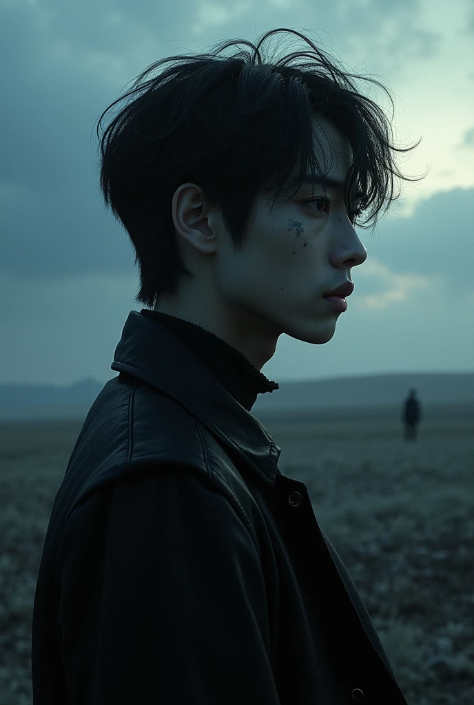 Create an image where Stray Kids' Hyunjin is in the album "fear" BY C.r.O