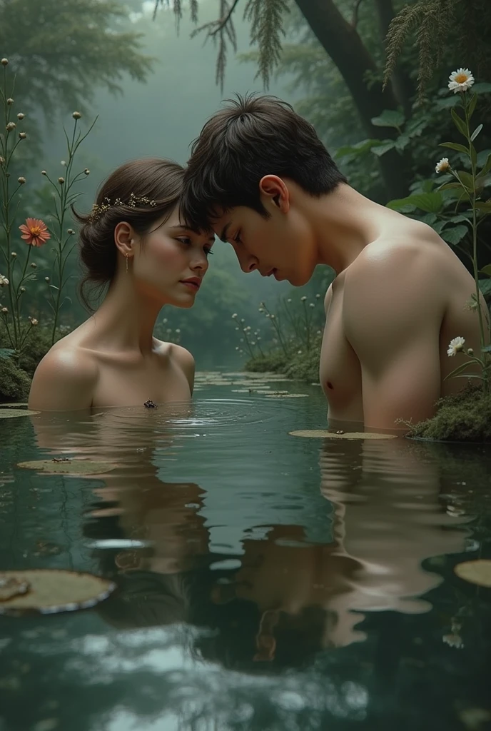 Pendant des heures, Narcisse resta là, à contempler son reflet, oubliant tout ce qui l'entourait, y compris Écho, qui observait la scène avec tristesse. Elle comprit alors que Narcisse ne l'aimerait jamais, tout comme il ne pourrait jamais aimer personne d'autre que lui-même.