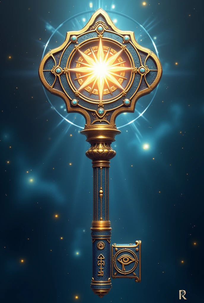 For the Quantum Akashic Access Key Tool, the image should evoke the idea of a tool that unlocks and accesses spiritual records and deep information. Here is a description for the image:

General Form: An elaborate and intricate key, with a design that combines technological and spiritual elements. The key may have a stylized shape, perhaps with circuit-like elements or geometric patterns, mixed with esoteric symbols.
Core of Light: The insertion part of the key should be illuminated by a bright, ethereal light, symbolizing the connection to the Akashic records. The light can be blue or golden in color, highlighting the key&#39;s role as a gateway to higher information.
Decorative Details: The key may have details such as crystals embedded in its sides or sacred symbols engraved on its surface., like the “Eye of Horus” or the “Tree of Life”, representing wisdom and spiritual protection.
Energy Effects: Around the key, beams of light or waves of energy may appear that expand, suggesting the opening of an energetic portal. These effects may have soft colors, como azul claro, lilac and gold.
fund: The background can be an ethereal landscape or a cosmic space, like a starry sky or a luminous energy field, to highlight the connection with the Akashic plane. Small energy traces or glowing symbols can be seen around, representing the flow of information and the opening of records.
This image represents the Quantum Akashic Access Key as a powerful tool that unlocks and accesses spiritual records and deep information., using a combination of light and esoteric symbols to connect with universal knowledge.
