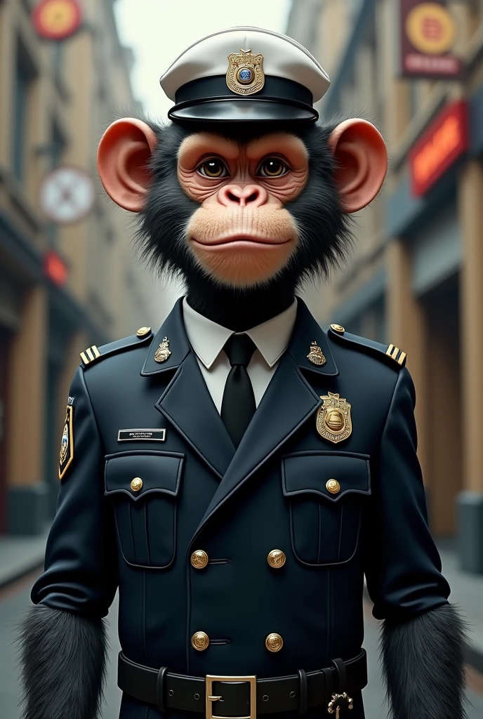 Monkey police chief outfit black and white