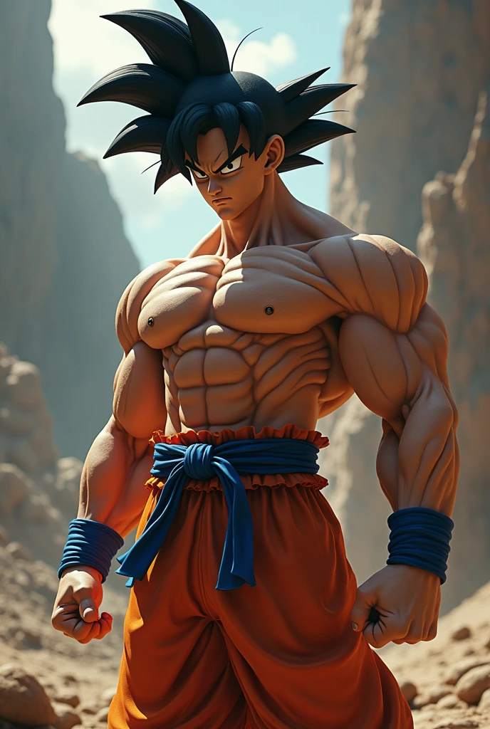 Hyper Focus Portrait, goku in real life, realisitic, a very muscular body in the renatosphere, epic 3D realism, swollen muscles, large fists, best in wlop, kan liu, daz3d, trends in CGsociety, estilo realisitic hiperdetalhado, completo cosplay, by Ric Nagualero, album, hyung tae kim, 8k, irreal engine 5, film composition, retratos realisitics hiperdetalhados, 3D game art, CG Society, Fantasyart, hd art of season, estética realisitic, cinematic lighting, border light, smooth light, border light de filme, fine glow, ultradetailed, 8k, uso realisitic de luz e cor, cinematic light, rendered in cinema4d 500–1000 AD -- ar 3:4- Niji 6