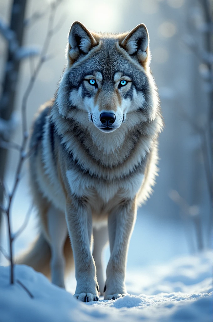 Beautiful wolf with blue eyes