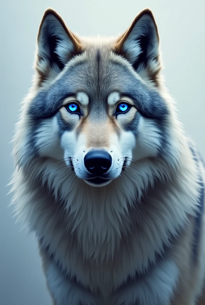 Portrait Magnifique loup aux yeux bleu