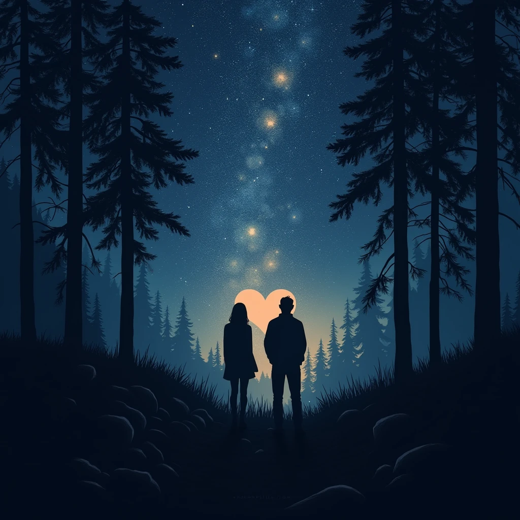 a broken heart watching the stars at night in the forest