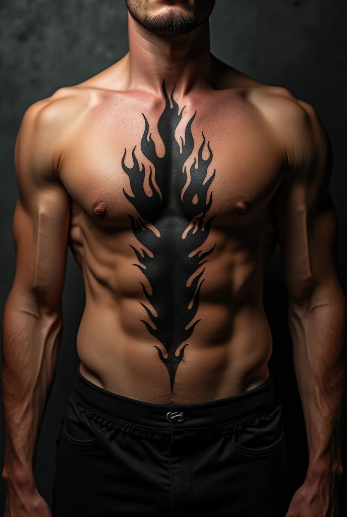 Black burning fire rib tattoo

