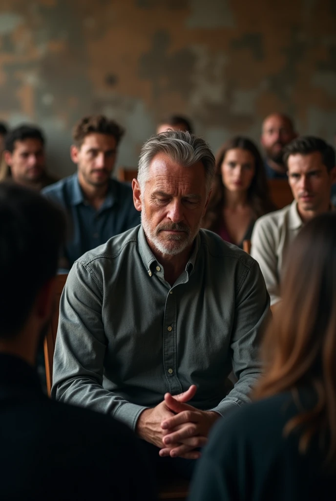 Image of a man with his eyes closed, in a conversation circle, saying: I&#39;m not racist, the others are 