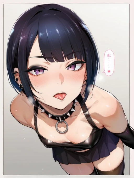 source_anime, rating_explicit, score_9, score_8_up, score_7_up, black_hair, goth, gothic, short_hair, looking at viewer, crop top, skirt, thighhighs, black clotges, goth girl, ikuchan