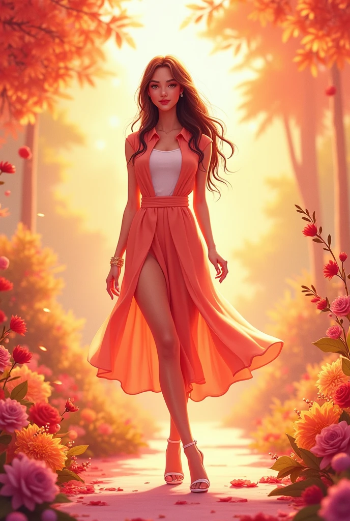 Make an orange and pink themed 18th birthday invitation