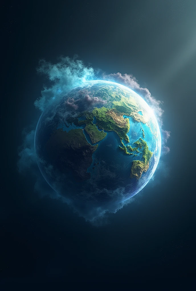 Create an image of a fictional planet seen from afar in space