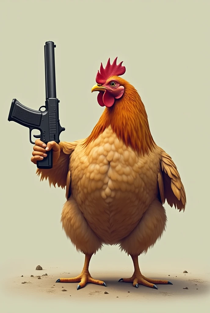 a chicken whit a gun