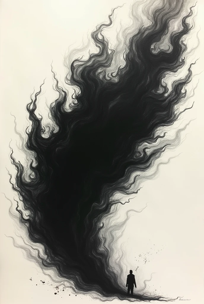 Tattoo on paper: big black fire spreading like a plague