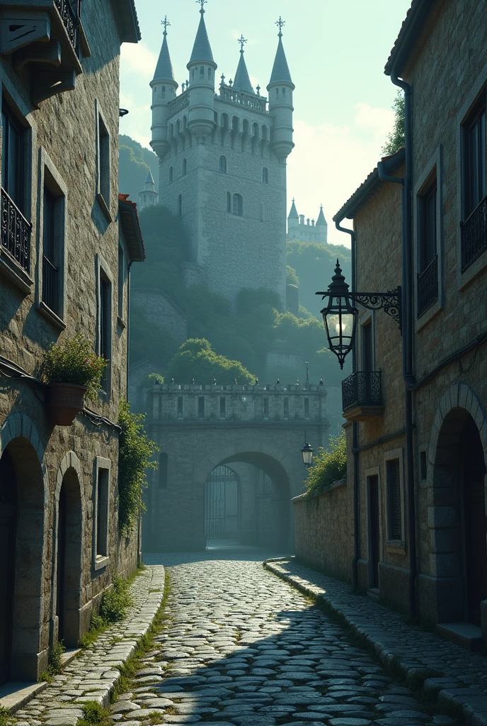 Book cover Castelo Branco with image of an Irish castle on a cobblestone street, the castle needs to generate an air of mystery