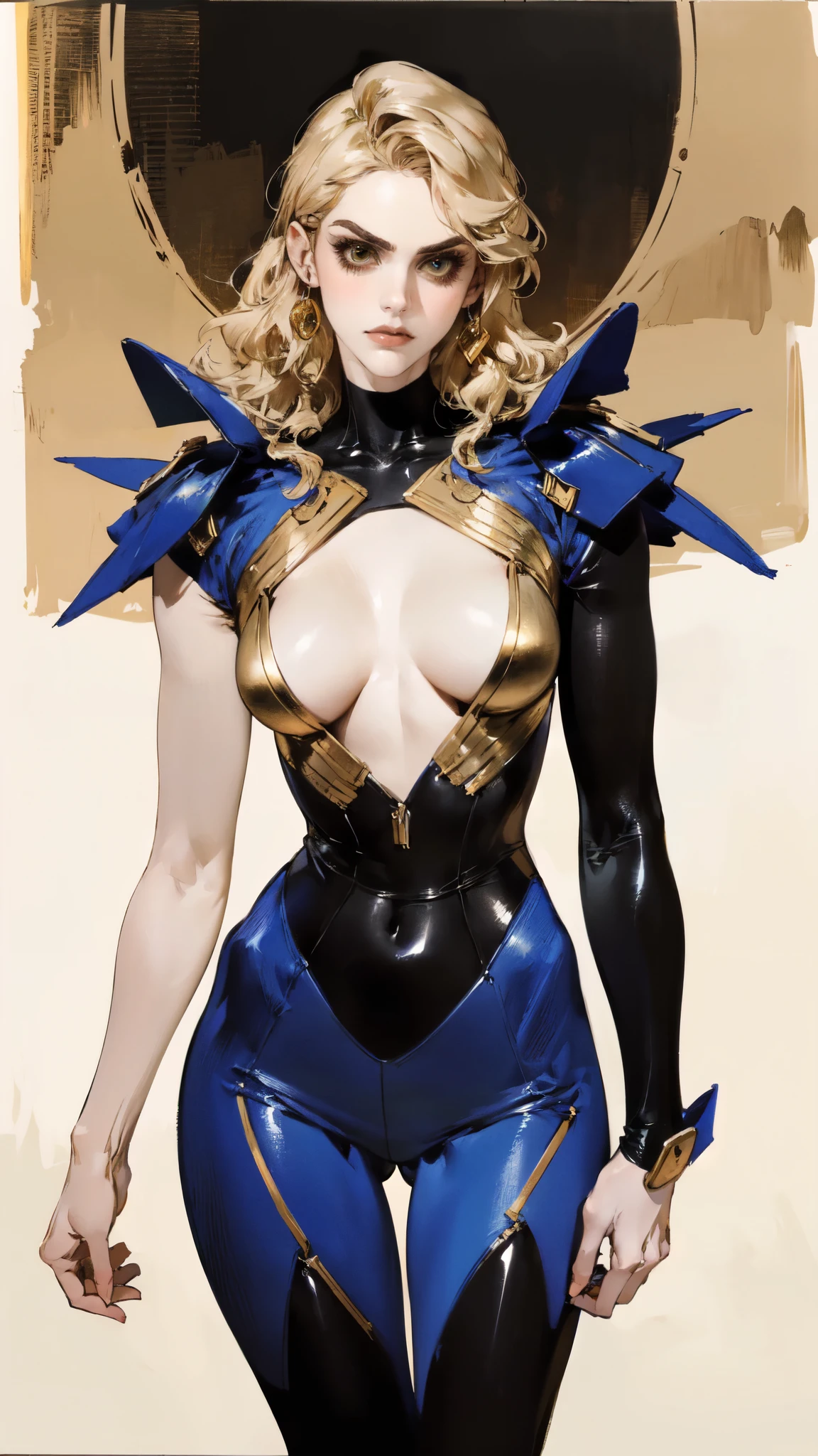(masterpiece:1.2, best quality:1.2, extremely delicate:1.2), ((Alexandra Daddario:1.2)), a mature women with long slightly curly brown hair, a well-defined face, intense eyes, a thoughtful expression, brown skin, tall and athletic build, a futuristic fantasy-style blue and black short-sleeved tight-fitting wetsuit, matching trousers, wrist guards, she sits leisurely on a seaside rock, this character embodies a finely crafted futuristic fantasy-style swimmer in anime style, exquisite and mature manga art style, dramatic, high definition, highres, ultra-detailed, ultra-fine painting, professional, perfect body proportions, golden ratio, anatomically correct, symmetrical face, extremely detailed eyes and face, high quality eyes, creativity, RAW photo, UHD, 32k, Natural light, cinematic lighting, (masterpiece-anatomy-perfect:1.2)