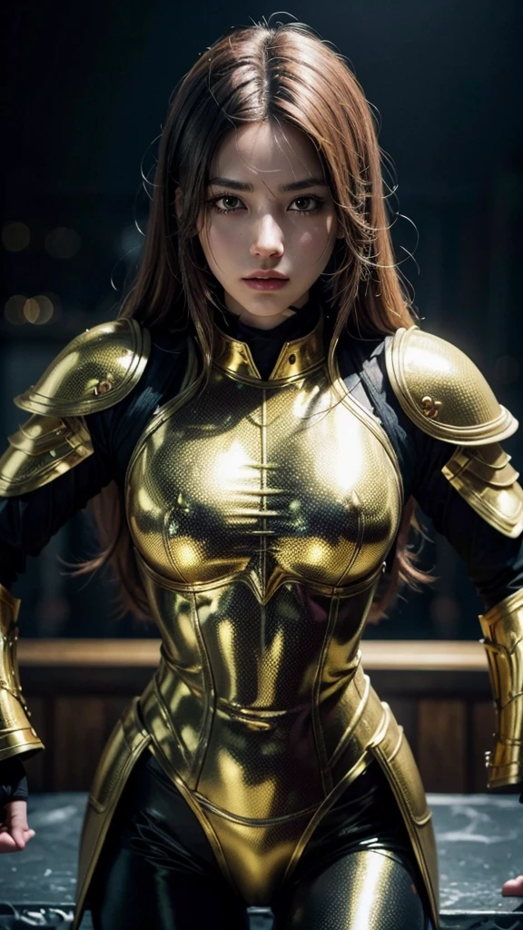 masseter part, Maximum quality, Masterpiece artwork, high resolution, Photorealistic, Raw photo, 8 k wallpaper, perfect, professional lighting, highy detailed, depth of fields, Dressed in Golden Armor, Knights of the Zodiac, legging preta.