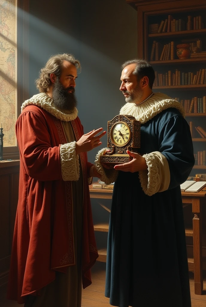 (ROEMER WITH AN ANTIQUE CLOCK)
Roemer: That's amazing, Galileo! I calculated the speed of light by observing Jupiter's satellites.