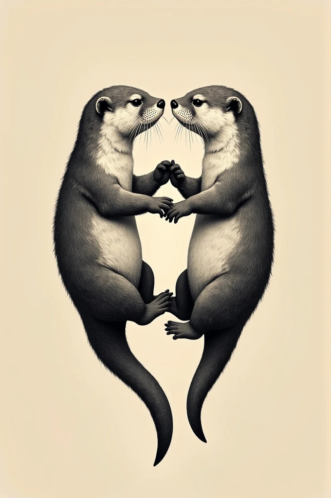 Tatoo idea, two cute otters floating on their backs, holding hands, tribal style