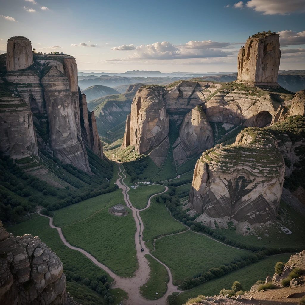 A landscape with lots of people and they form pareidolia the face of Jesus hyper-realistic 8k
