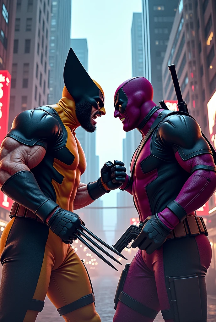 Wolverine comic and deadpool purple suit