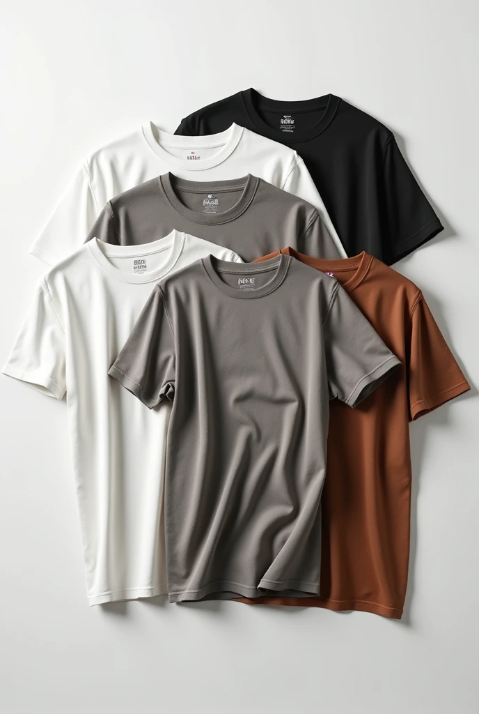 create oversized t-shirts for mockup in white black gray and brown color without tags