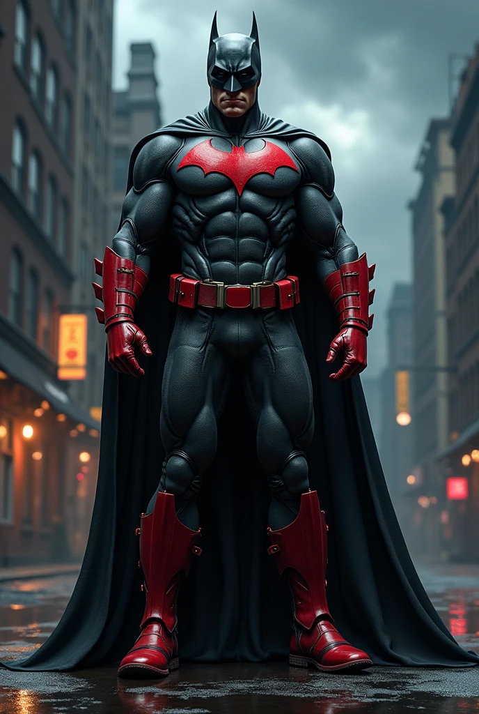 Batman red boots black pants red gloves 