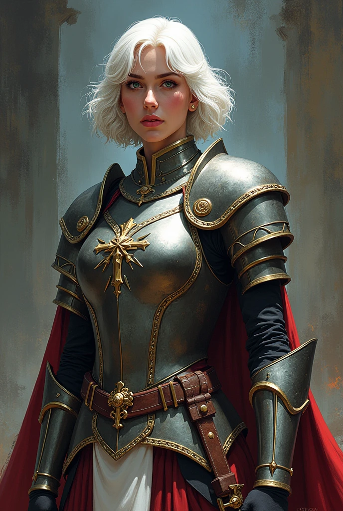 traditional comic art d&d, clergywoman, White hair, shorth hair, armour, short sword, traditional comic art. Sem fundo
poses heroicas
Luz e sombra dramáticas
detalhismo realista