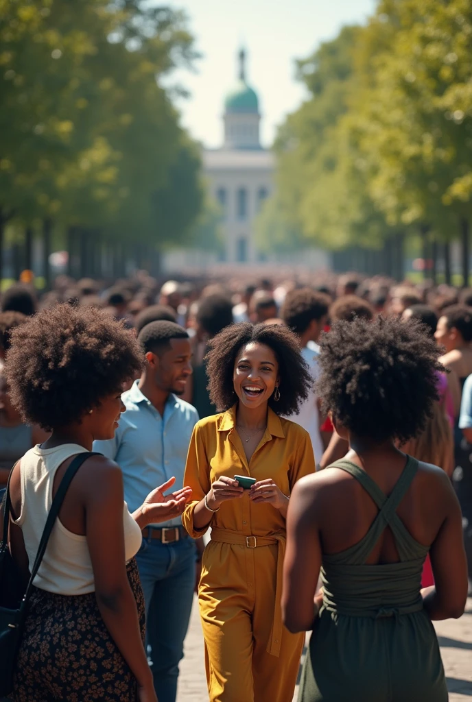 An image that shows a false harmony between black people and white people