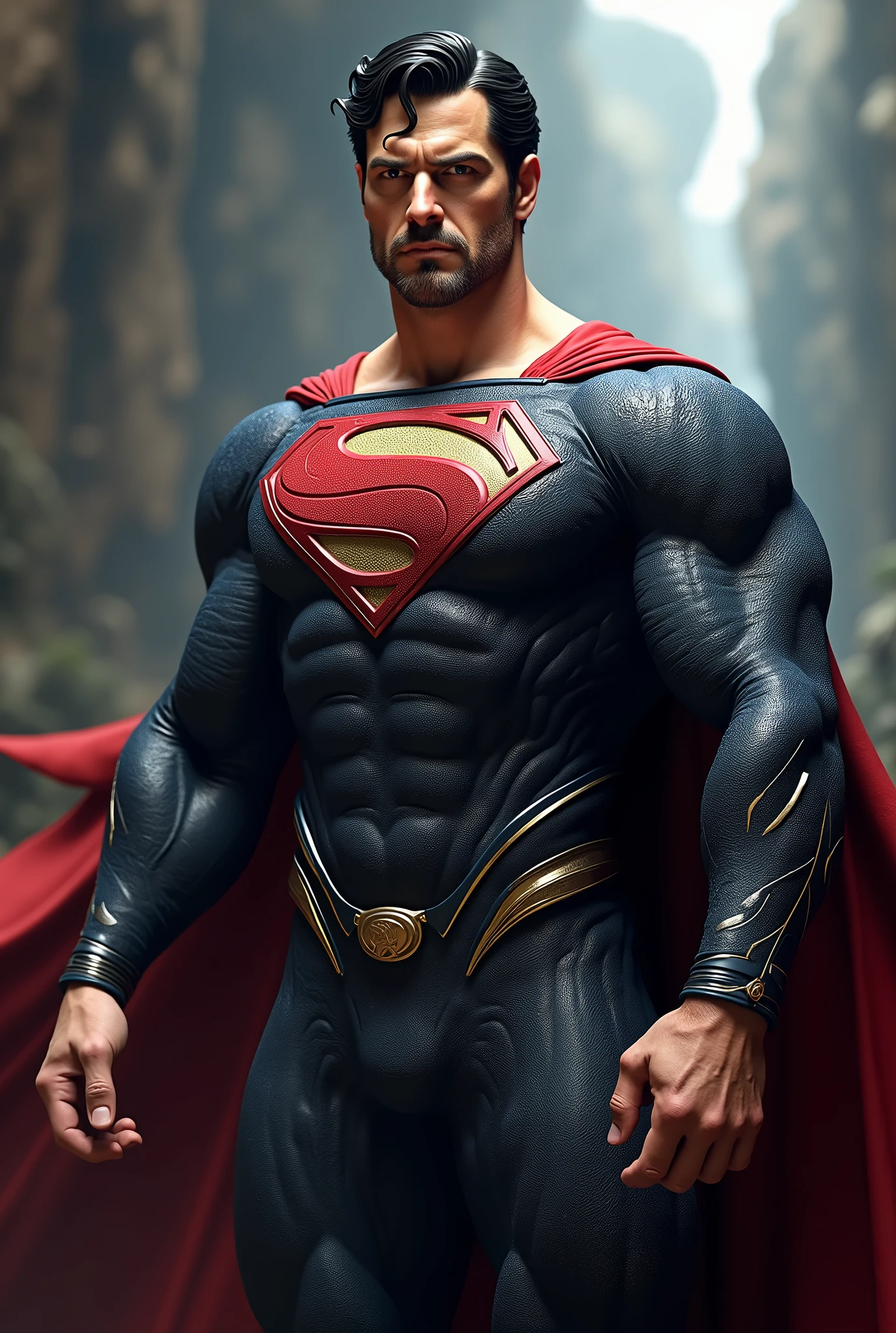 Hyper Focus Selfie Portrait, Superman (Dc comics), hiperrealisitics, realisitic, a very muscular body in the renatosphere, epic 3D realism, swollen muscles, large fists, best in wlop, kan liu, daz3d, trends in CGsociety, estilo realisitic hiperdetalhado, completo cosplay, by Ric Nagualero, album, hyung tae kim, 8k, irreal engine 5, film composition, retratos realisitics hiperdetalhados, 3D game art, CG Society, Fantasyart, hd art of season, estética realisitic, cinematic lighting, border light, smooth light, border light de filme, fine glow, ultradetailed, 8k, uso realisitic de luz e cor, cinematic light, rendered in cinema4d 500–1000 AD -- ar 3:4- Niji 6