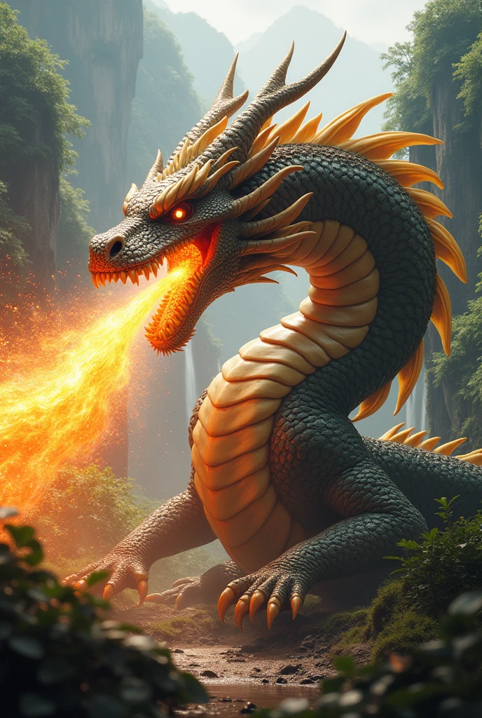 Dragon spitting guarana from its mouth
