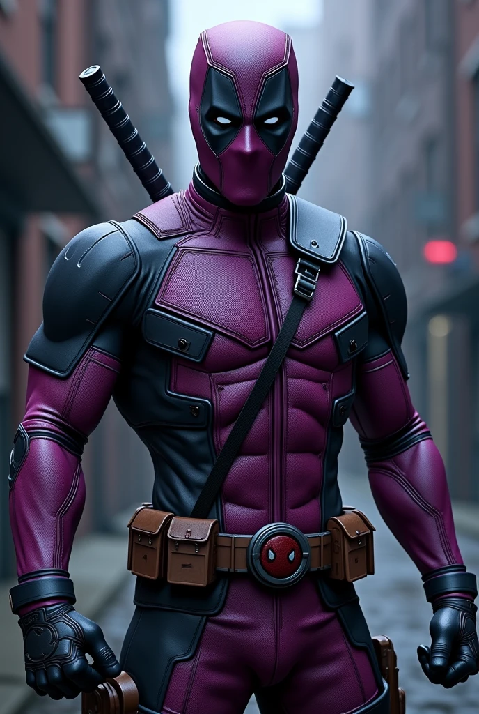 (Photorealism:1.2), purple deadpool
