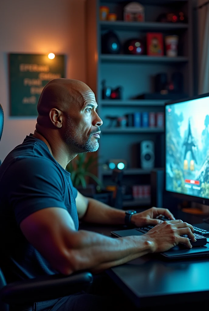 Take a photo with Dwayne Jones playing the game "Ark"