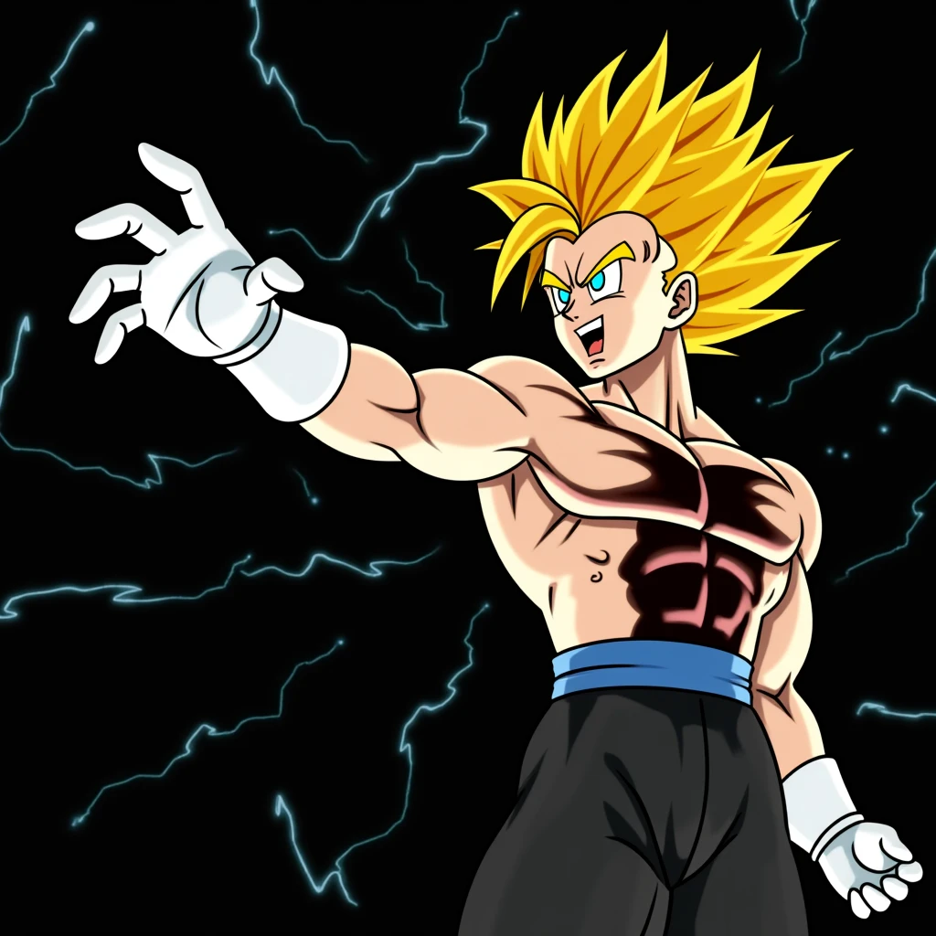 Vegetto Super Saiyan Transformation Arms Crossed 3d anime realistic