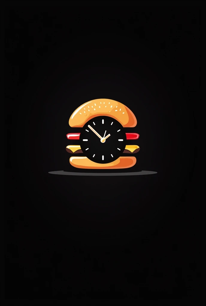 Burger logo with a clock on a black background 
