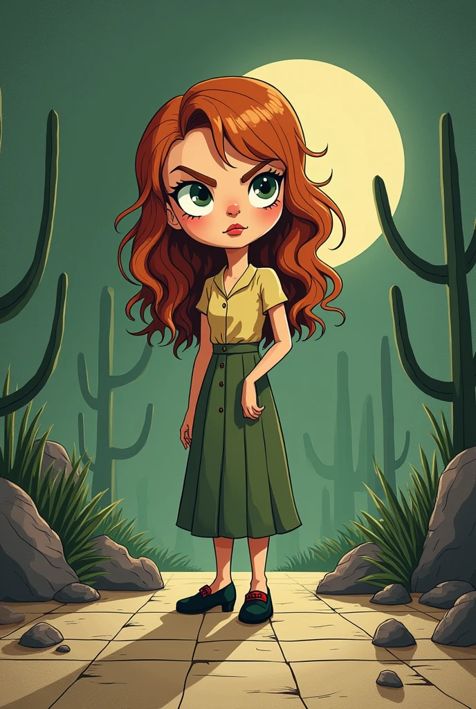 Sylvia Plath in cartoon board game style with dark beige and green background