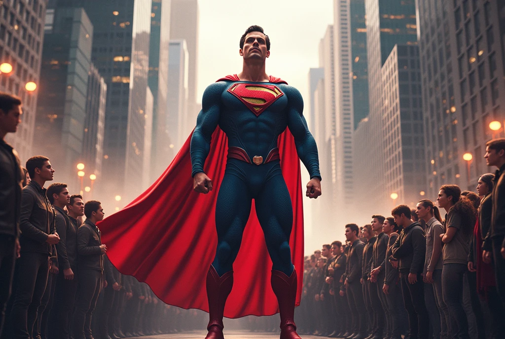 people in awe of a superhero in public