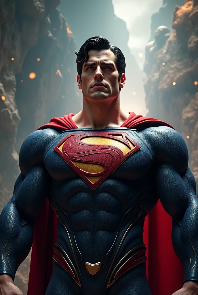 Hyper Focus Selfie Portrait, Superman (Dc comics), hiperrealisitics, realisitic, a very muscular body in the renatosphere, epic 3D realism, swollen muscles, large fists, best in wlop, kan liu, daz3d, trends in CGsociety, estilo realisitic hiperdetalhado, completo cosplay, by Ric Nagualero, album, hyung tae kim, 8k, irreal engine 5, film composition, retratos realisitics hiperdetalhados, 3D game art, CG Society, Fantasyart, hd art of season, estética realisitic, cinematic lighting, border light, smooth light, border light de filme, fine glow, ultradetailed, 8k, uso realisitic de luz e cor, cinematic light, rendered in cinema4d 500–1000 AD -- ar 3:4- Niji 6