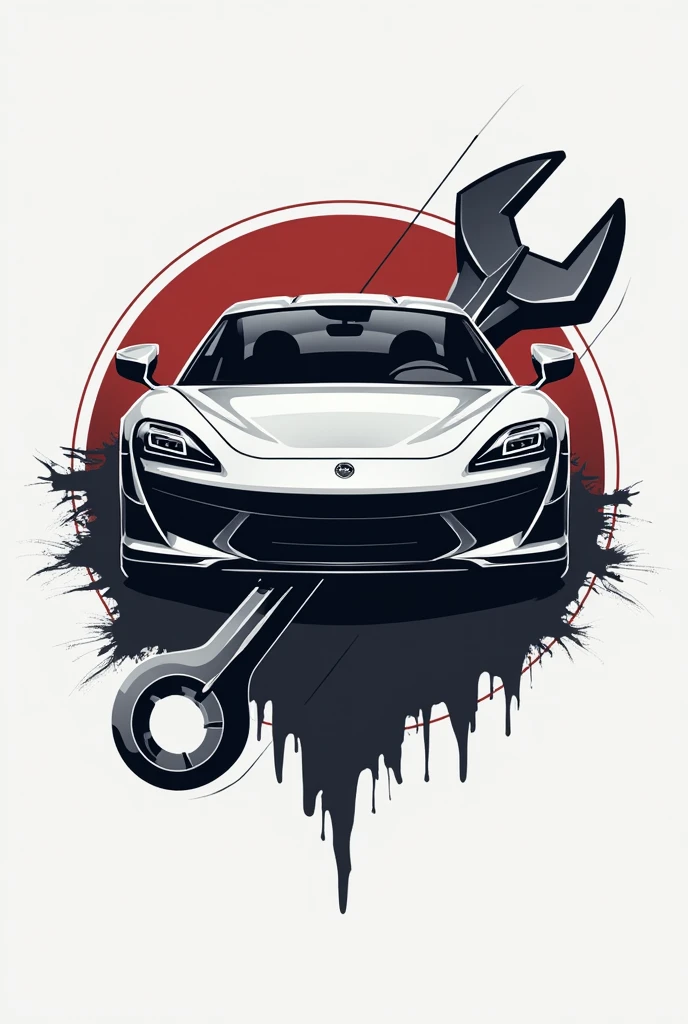 Create an auto part logo with a car and a tool