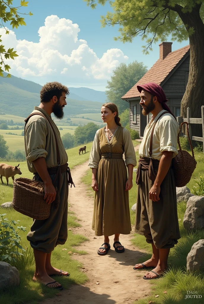 2 peasants and a woman