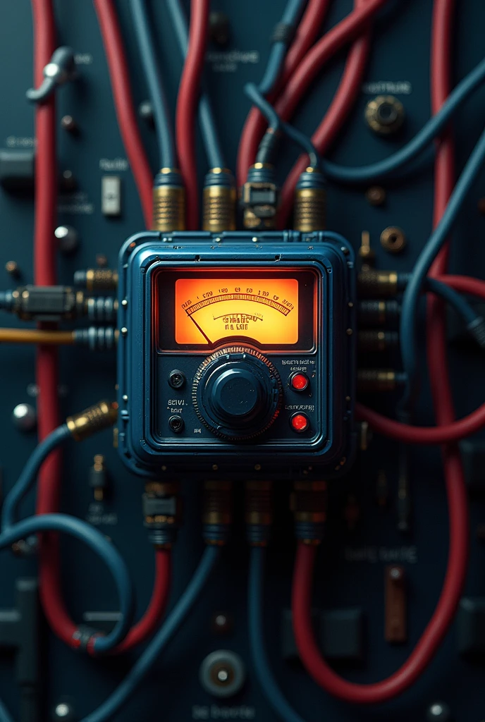 Make a picture that has an ammeter with wires that looks cool for a cover