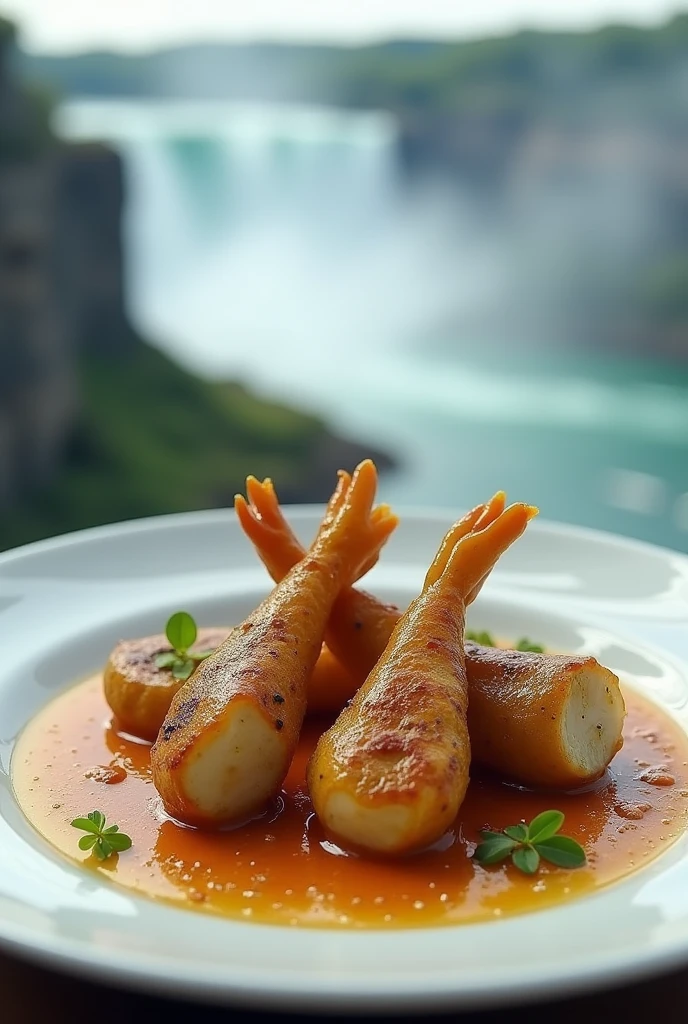 As an image of frog legs from Niagara with a mercury sauce 