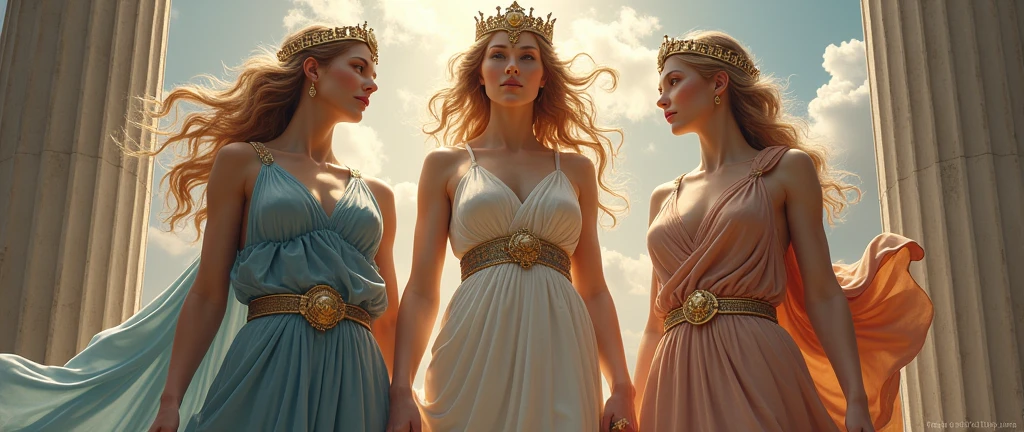 The very beautiful goddess Hera, Aphrodite, Athena, whole body