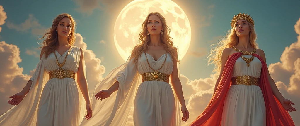 The very beautiful goddess Hera, Aphrodite, Athena, whole body