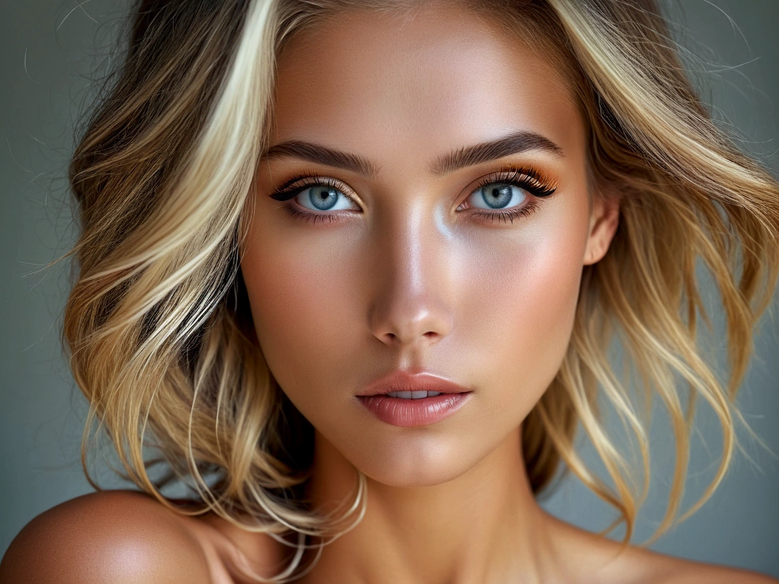 Creates an image of a beautiful young girl, slim, fully body, new, totalmente new, beautiful and slender body