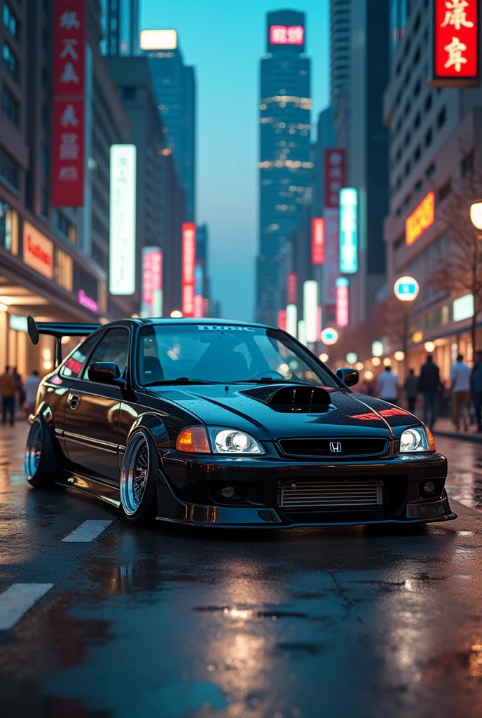 Black Honda Civic year 1998 modified