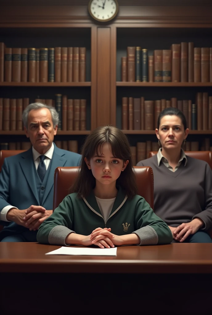Student in the principal's office with her parents