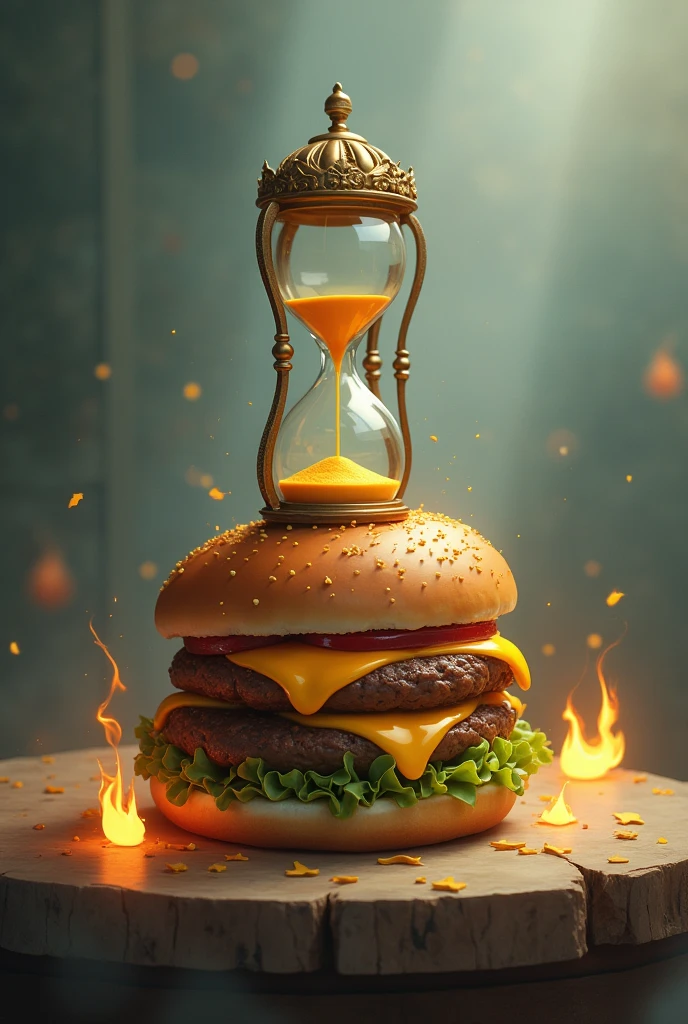 Burger with an hourglass and less fire