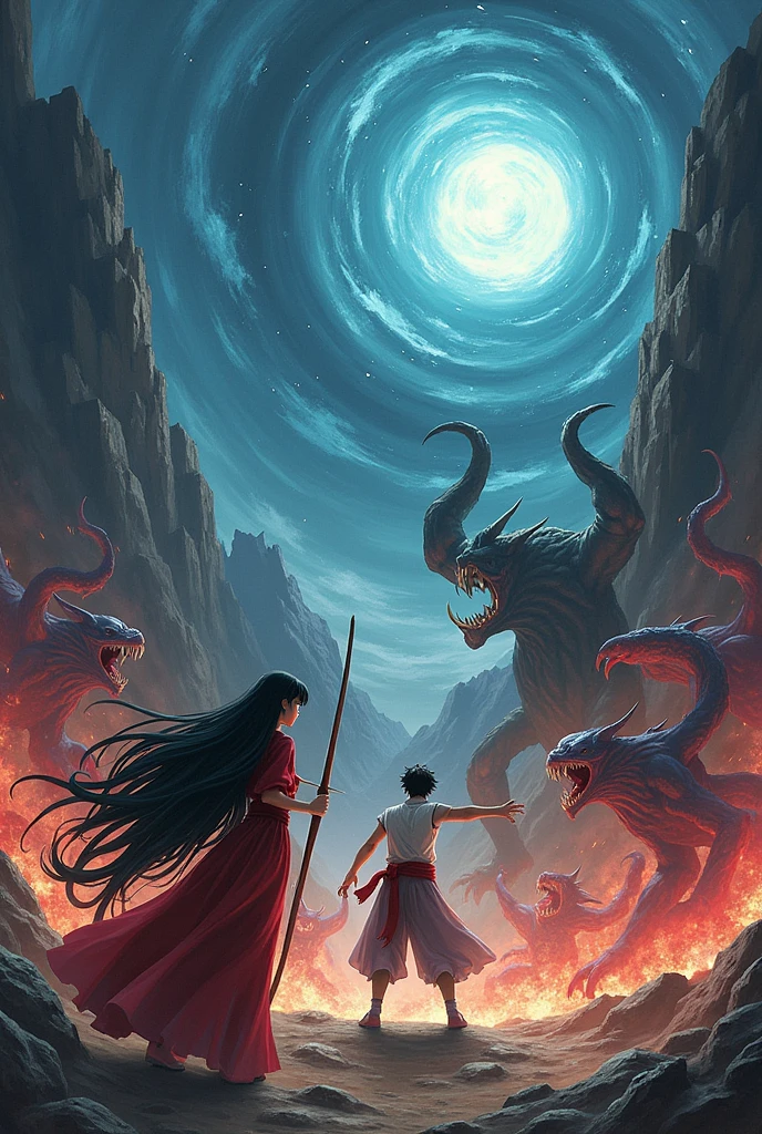 Ray kon and kagome Higurashi fighting against demons
